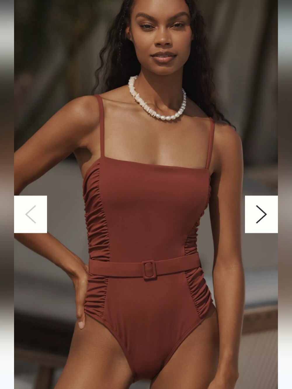 NWT Hutch Rust Burnt Orange Ruched Belted One-Piece Swimsuit